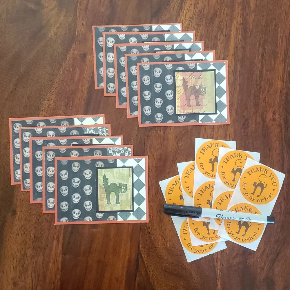 50 Piece Shipping Bundle • Halloween Black Cat • Polymailers Cards & Stickers